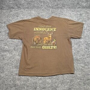 Buck Wear Mens Brown Hunting Graphic T-Shirt Guilty Animals XL‎ Humor Tee